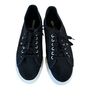Superga 2790 Platform Canvas Sneakers Black White Men’s 8 Women’s 9.5 Casual